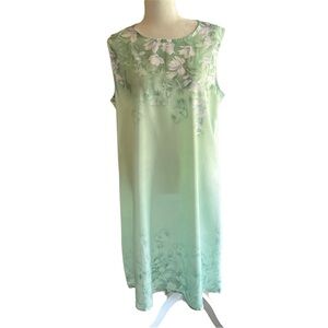 Boutique Sea Green Floral Sleeveless Shift Dress Size XL